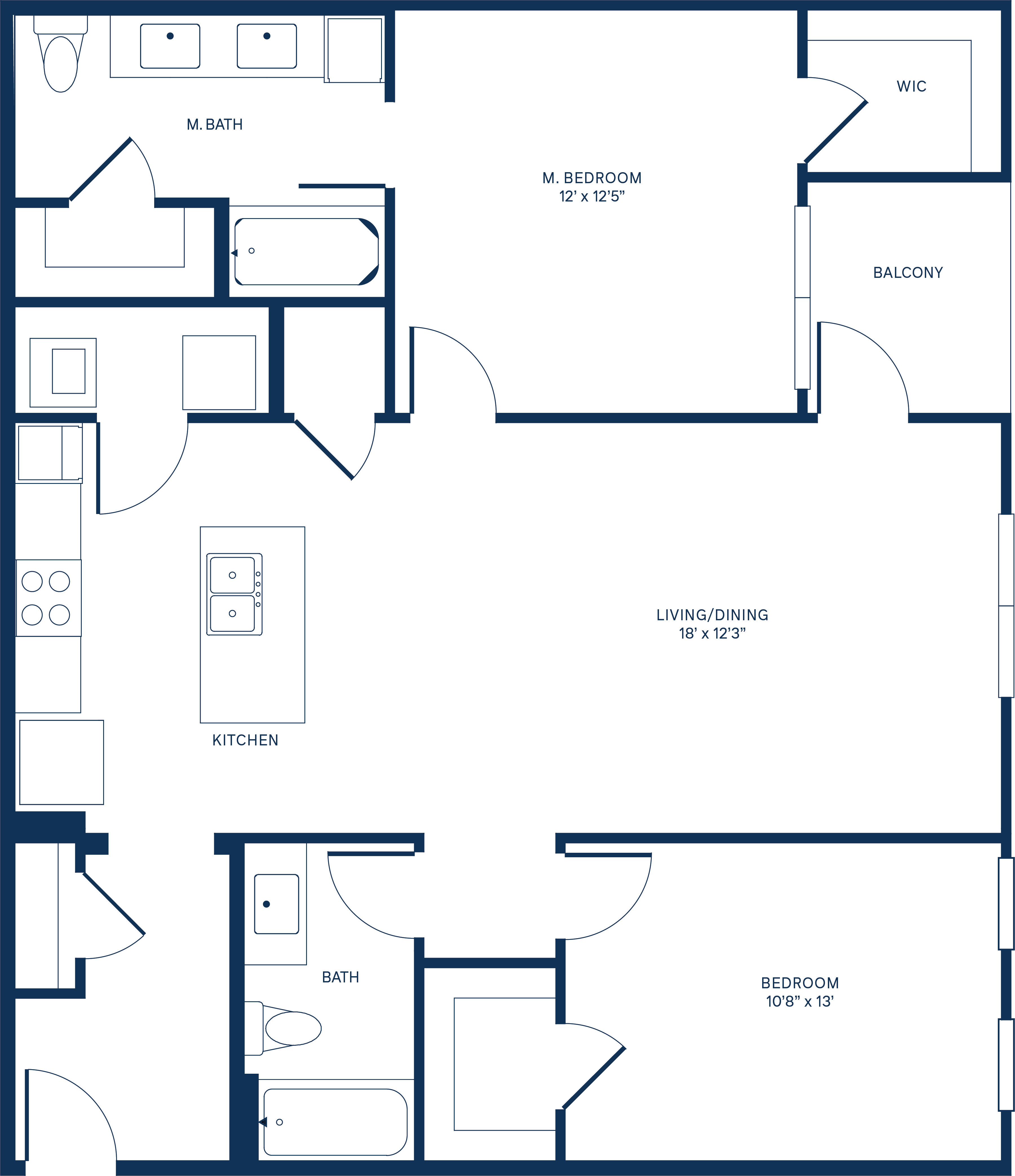 1 Bedroom Floor Plan at Watermark at Harvest Junction, Longmont, 80501
